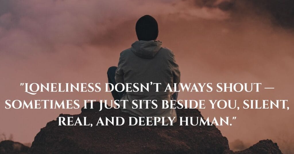 Inspiring Loneliness Quotes To Help You Feel Less Alone 7 A man sits alone on a high mountain peak above the clouds, reflecting in silence. The sky is soft and misty, capturing the essence of peaceful solitude.