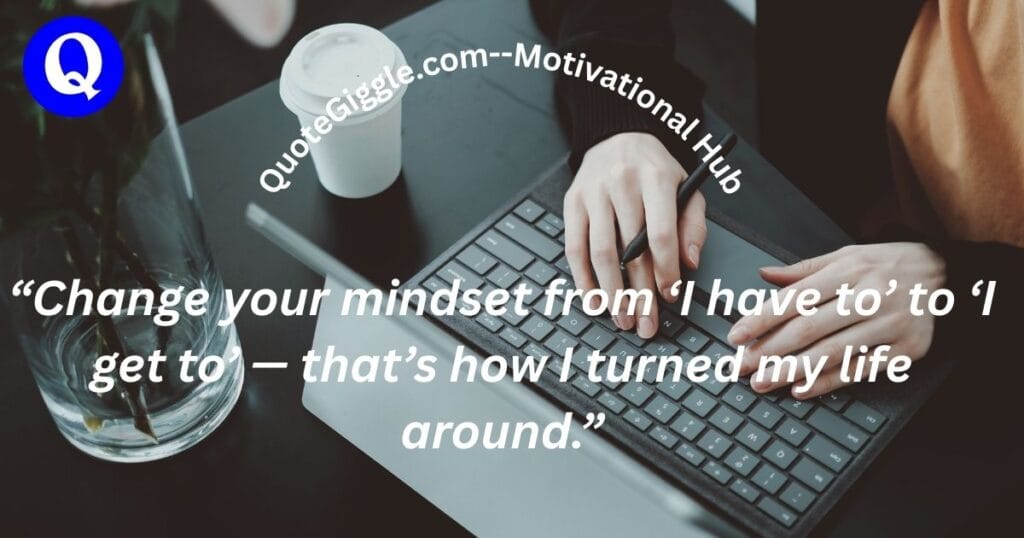 100+Monday Quotes For Motivation To Start Strong 7 “Man working on laptop with motivational quote about mindset and productivity — Monday work inspiration by QuoteGiggle.com.”
